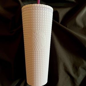 Lilac grid Starbucks cold cup